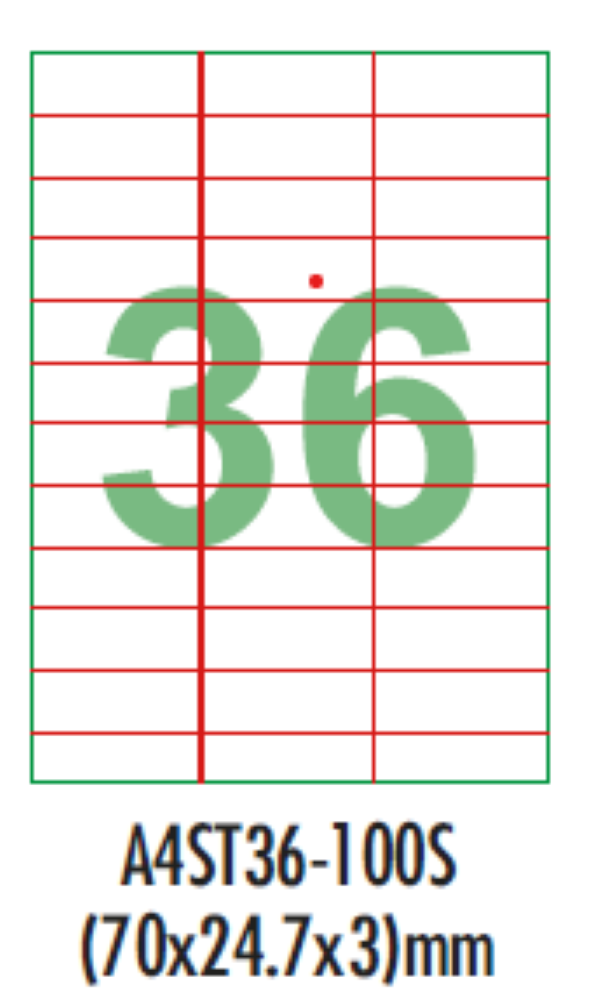 A4 Label Sheet 36 (Pack of 1) 100 SHEET