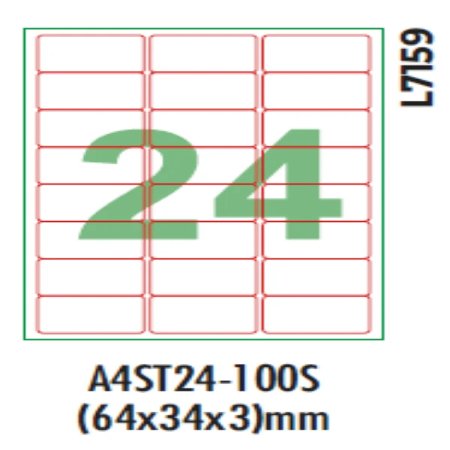 A4ST24-100S Lable Paper 60 GSM (100 Pcs)