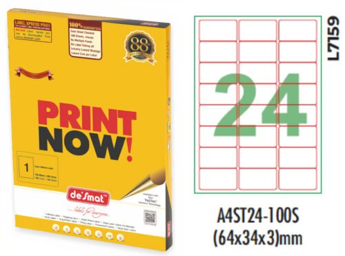 A4ST24-100S Lable Paper 60 GSM (100 Pcs)