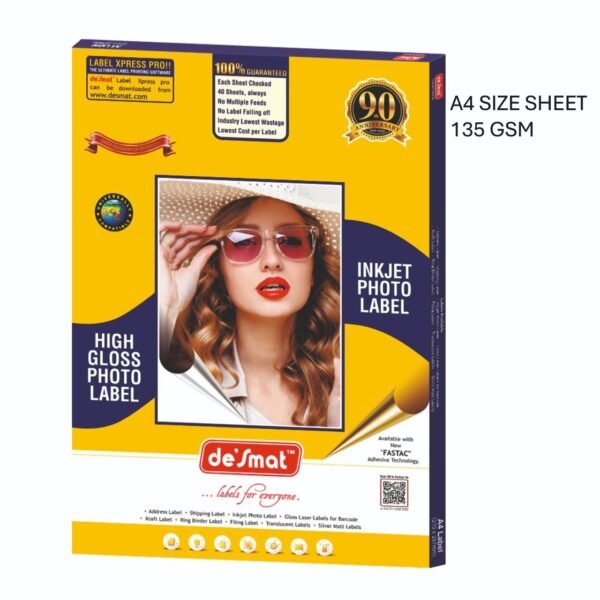 High Gloss Photo Label (Sticker) Paper, 135GSM
