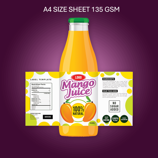 High Gloss Photo Label (Sticker) Paper, 135GSm, 40sheet