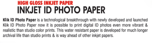 4X6 VISA GLOSSY PHOTO PAER 4R-VISA POWER -260-BP-100S